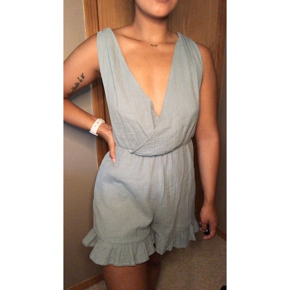 Hem & Thread Deep V-Neck Romper - Picture 1 of 6